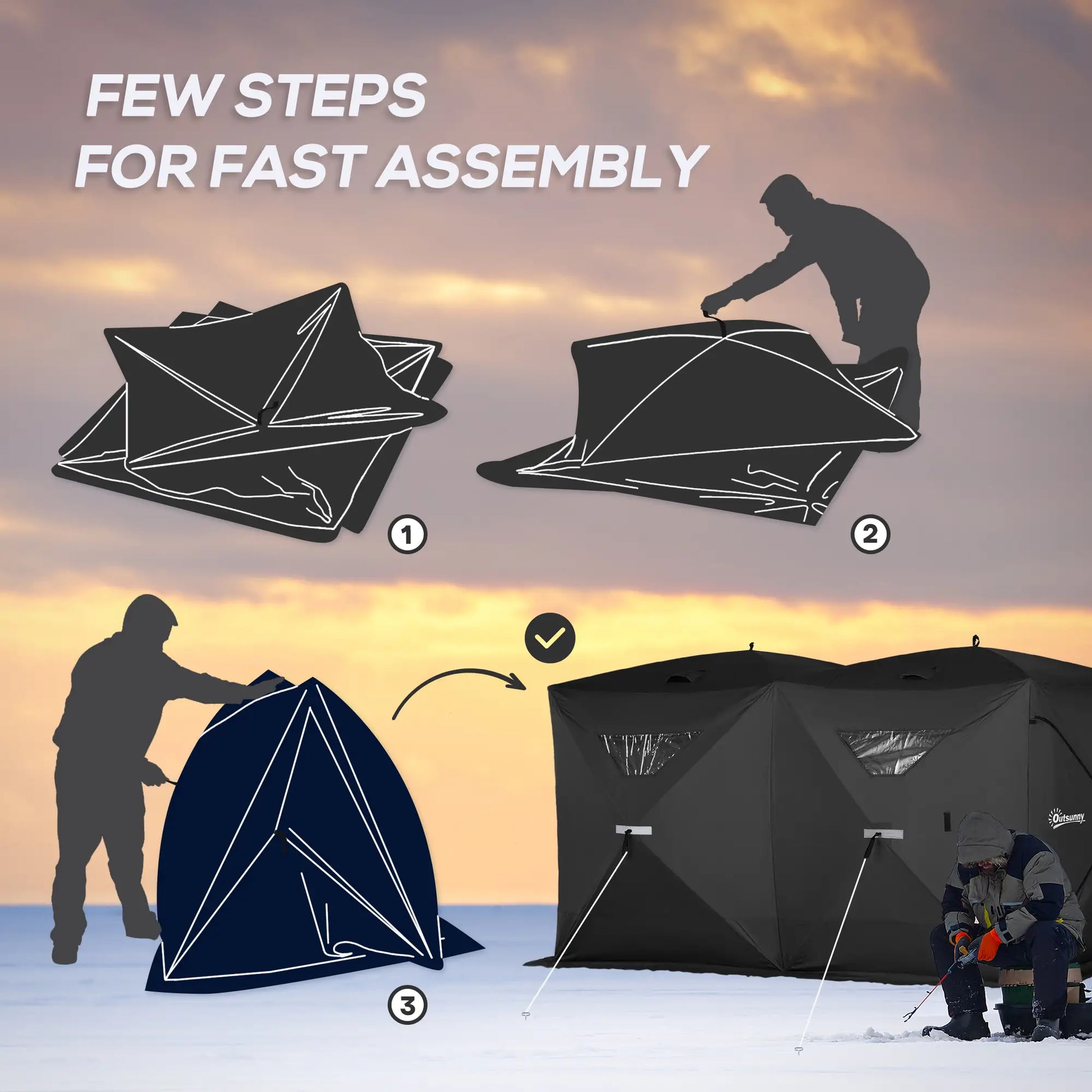 5-8 Person Pop-Up Ice Fishing Shelter, Portable Tent, Black Ice Fishing Tents at Gallery Canada