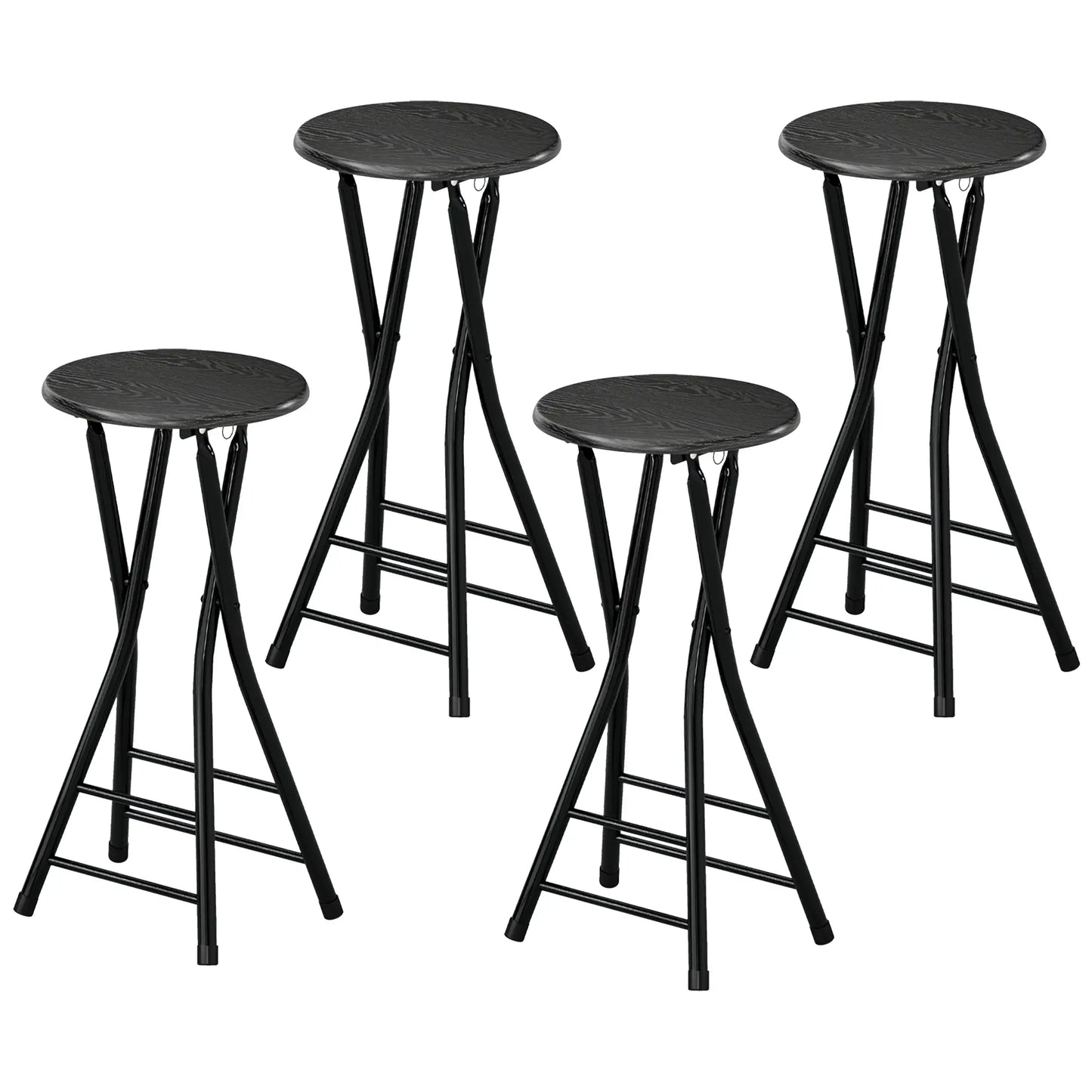 Set of 4 Foldable Barstools, Counter Height with Footrest, Steel Legs, Black Bar Stools Black at Gallery Canada