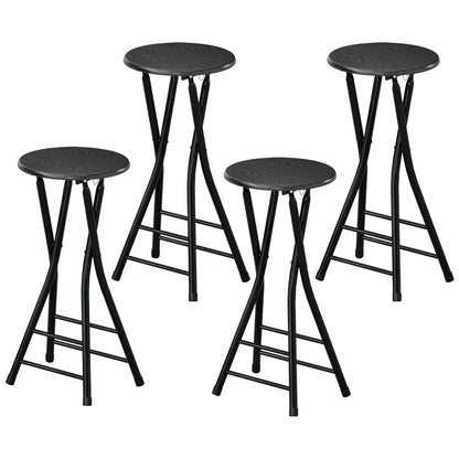 Set of 4 Foldable Barstools, Counter Height with Footrest, Steel Legs, Black Bar Stools Black at Gallery Canada