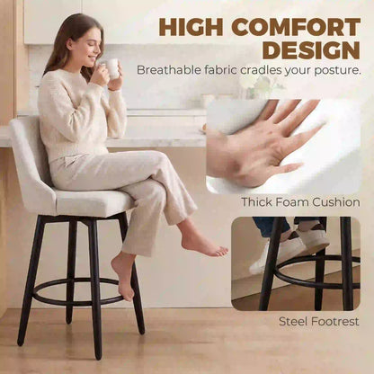 Swivel Bar Stools Set of 2, Cream White