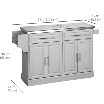 Rolling Kitchen Island with Storage and Stainless Steel Top, Kitchen Trolley with Drawers, Cabinets, Towel Rack Kitchen Islands & Kitchen Carts at Gallery Canada