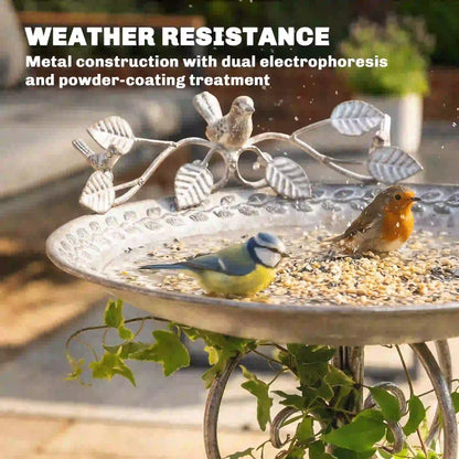 30" Tall Bird Bath With Bird Statues, Vintage Garden Bowl Pedestal, Brown Garden Decor at Gallery Canada