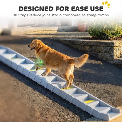 Foldable Dog Ramp With Anti-Slip Steps, Grey