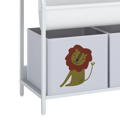 3-Tier Sling Bookshelf With Toy Storage, Montessori Organizer
