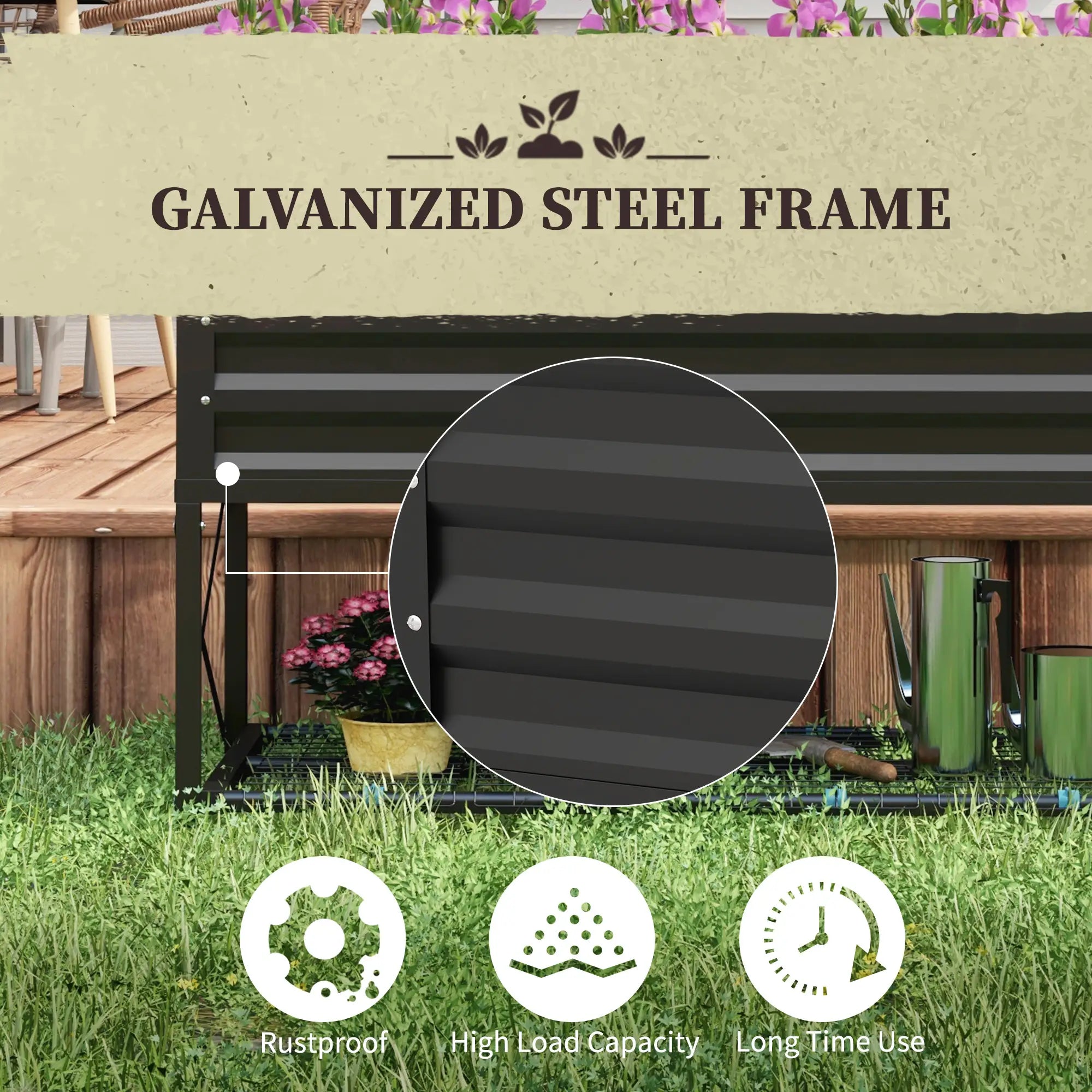 Galvanized Raised Garden Bed, Metal Planter Box, Black Elevated Garden Beds at Gallery Canada