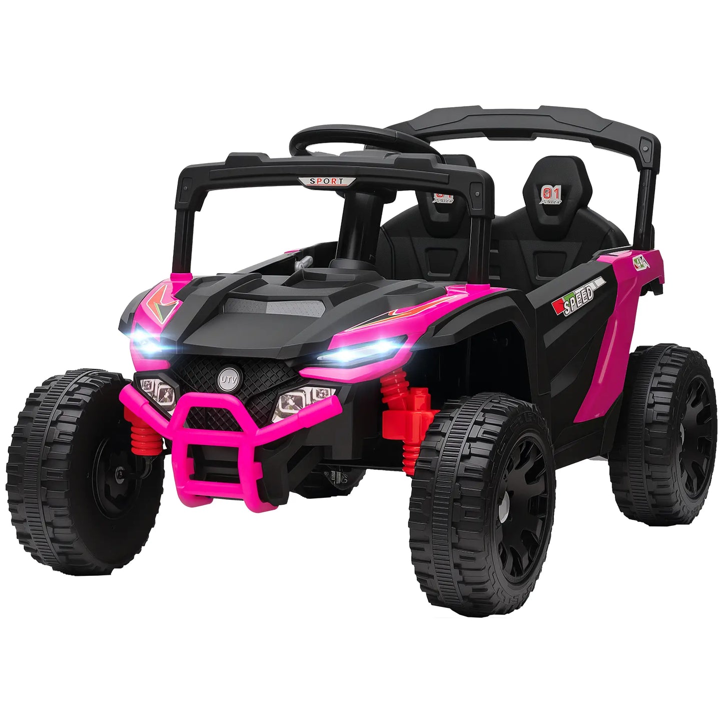12V Kids Ride On Truck, Dual Motors, Rear Suspension, Remote Control, Pink Electric Toy Cars Pink, Black at Gallery Canada