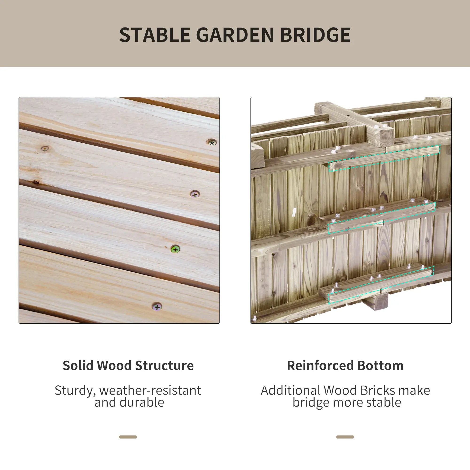 5FT Wood Garden Bridge, Outdoor Decorative Landscape, Natural Wood Garden Bridges at Gallery Canada