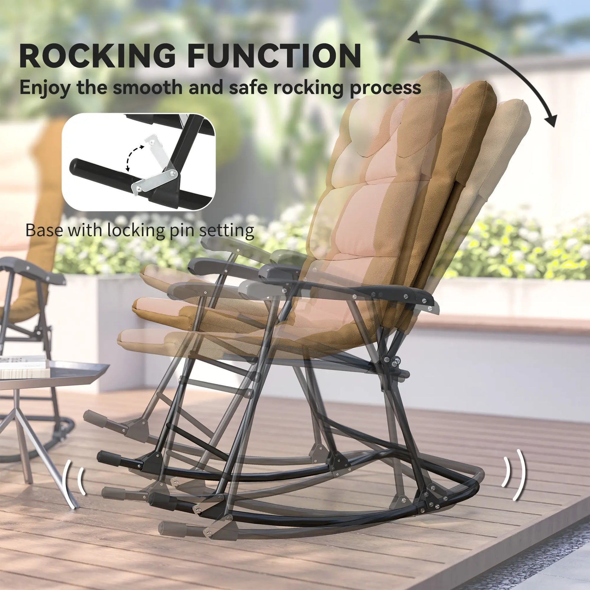 3-Piece Foldable Rocking Chair Set, Light Brown Outdoor Rocking Chairs at Gallery Canada