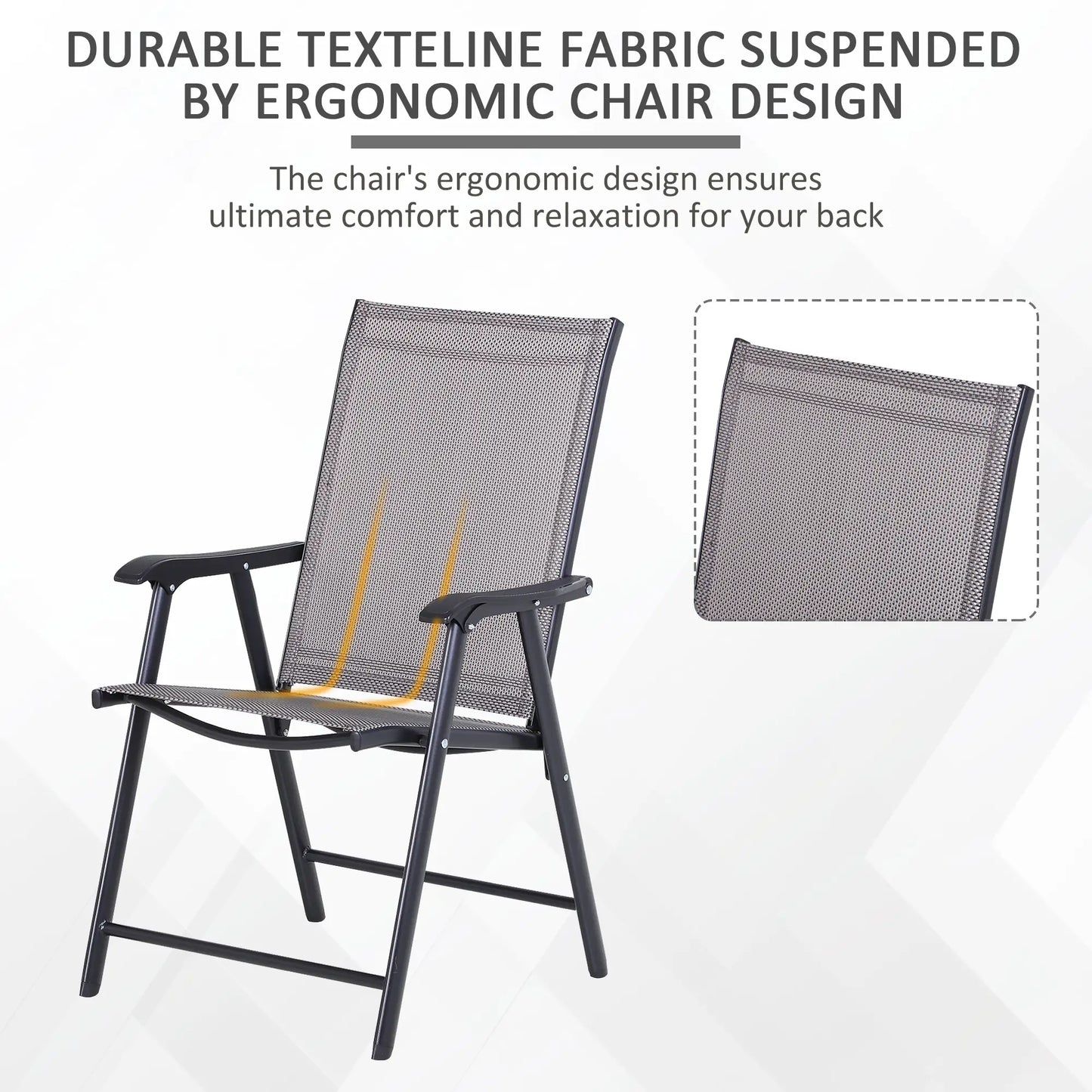 4-Piece Folding Chair Set, Outdoor Furniture with Armrests, Grey Patio Chairs at Gallery Canada