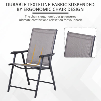 4-Piece Folding Chair Set, Outdoor Furniture with Armrests, Grey Patio Chairs at Gallery Canada