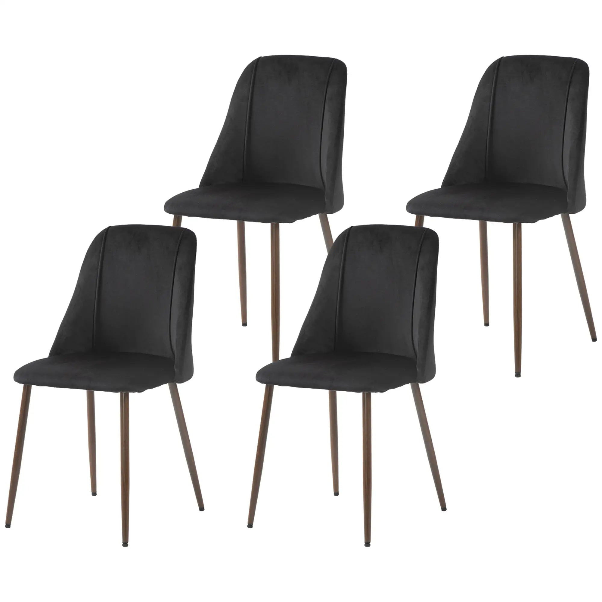 Upholstered Dining Chairs Set of 4, Velvet Accent, Black Bar Stools Black at Gallery Canada