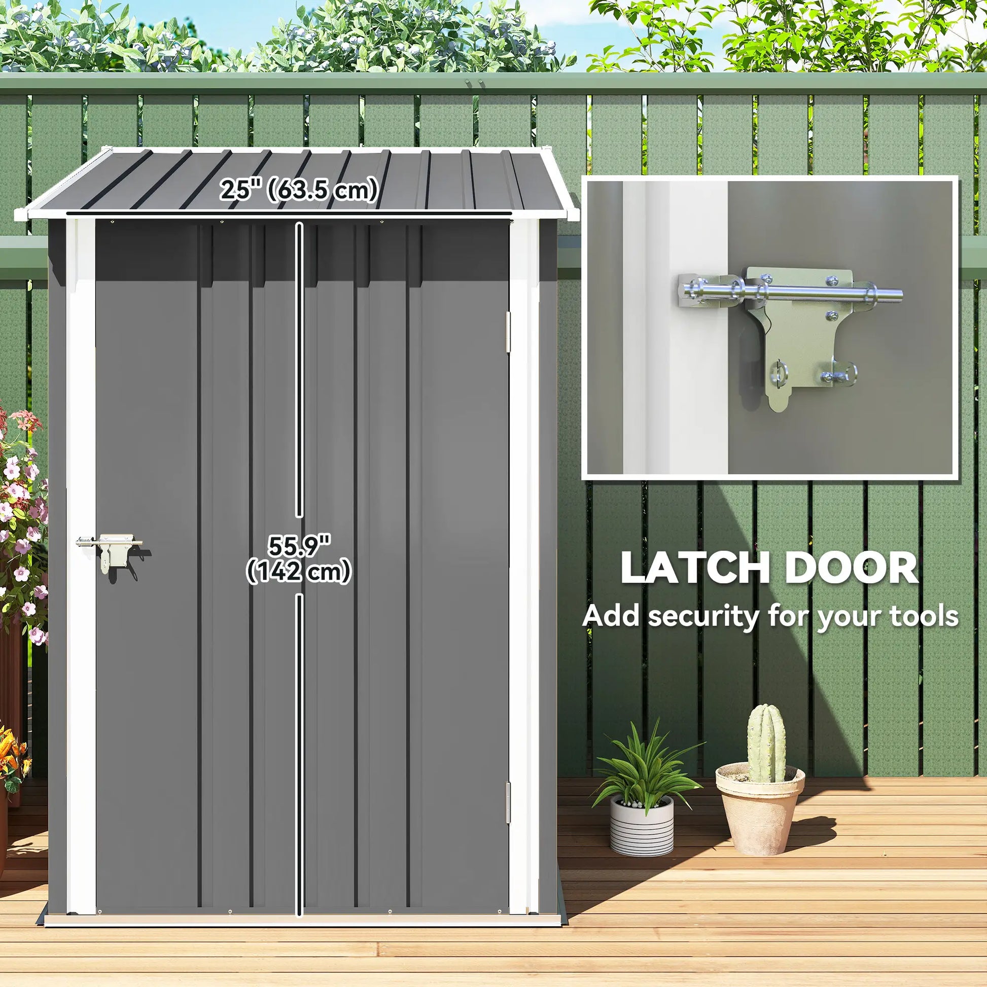 3.3' x 3.4' Lean-To Garden Shed, Galvanized Steel Tool House, Lockable Door, Grey Sheds at Gallery Canada