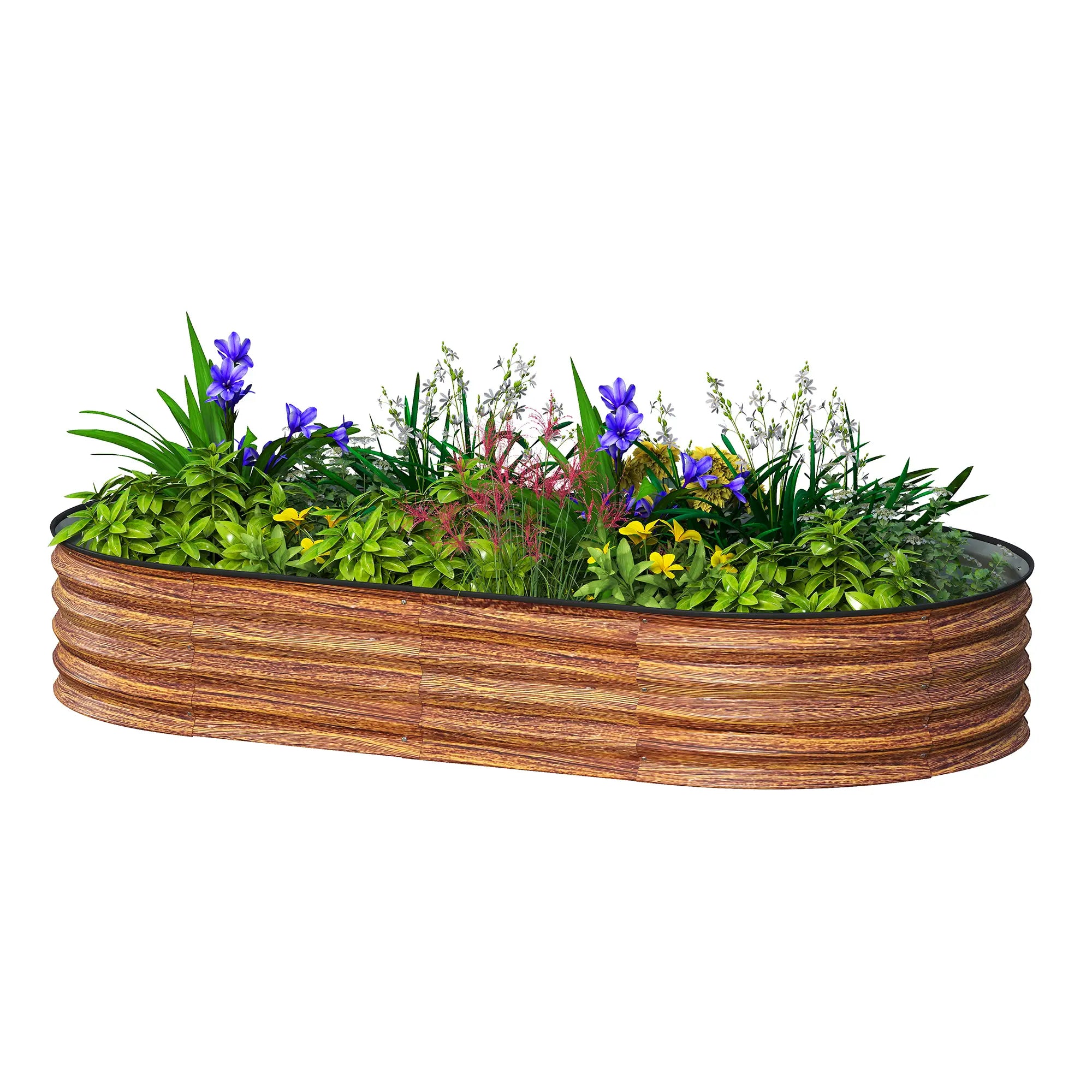 6' x 3' x 1' Galvanized Metal Raised Garden Bed, Brown Outdoor Planter Box, Brown Galvanized Planter Boxes Brown Wood Effect at Gallery Canada
