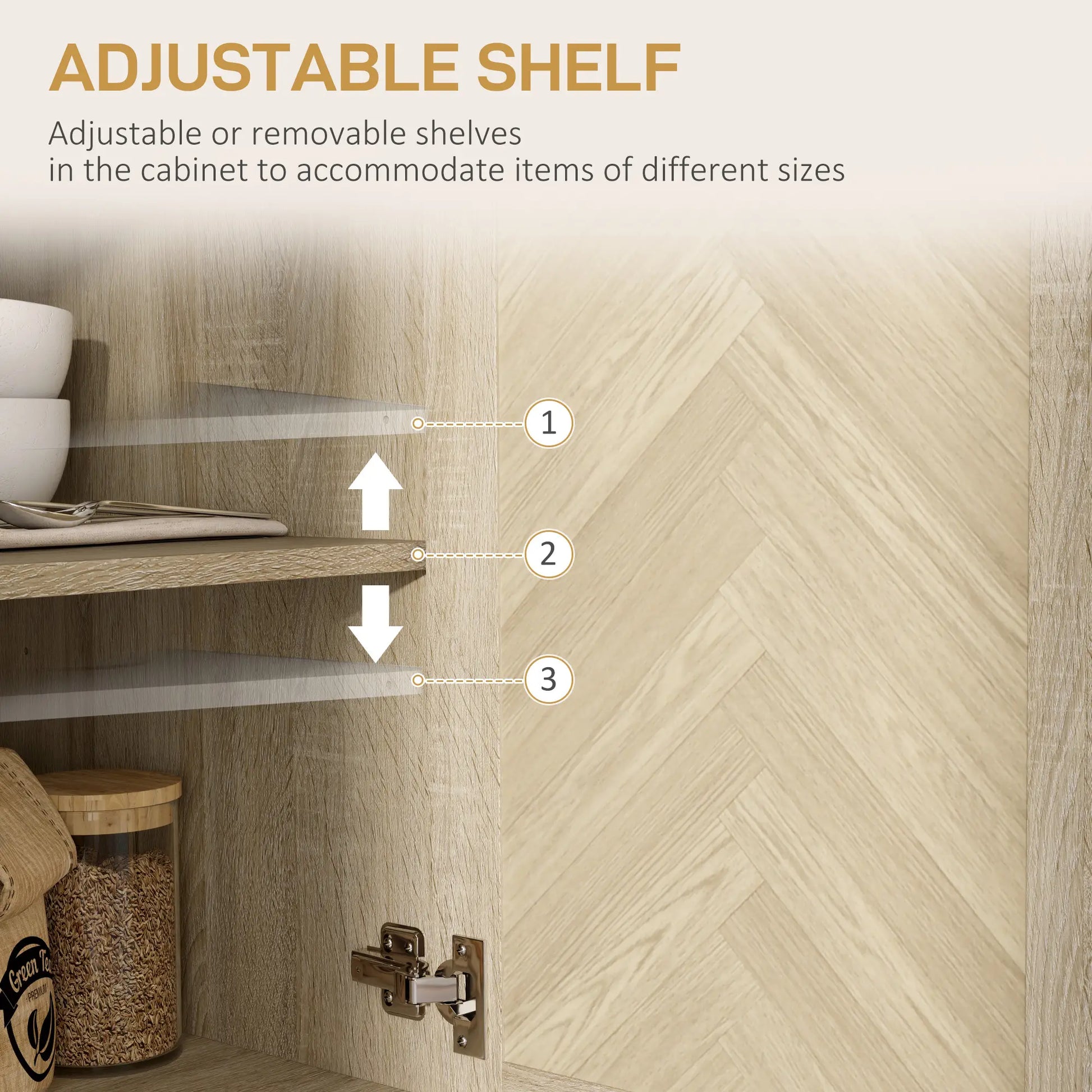 Buffet Cabinet, Coffee Bar with Drawers, Adjustable Shelf, Oak Bar Cabinets at Gallery Canada