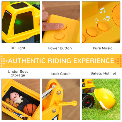 Ride On Excavator Toy, 2 in 1 Design, Detachable Buckets, Music, Light, Yellow Toy Excavators at Gallery Canada
