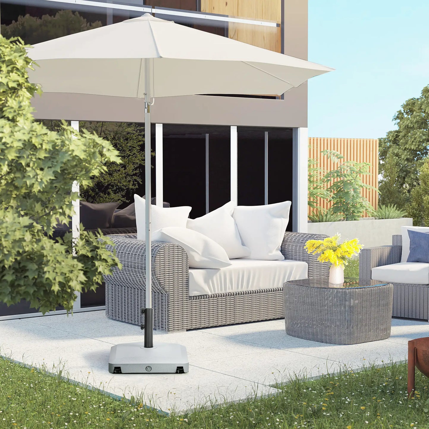 66 lb Heavy Duty Patio Umbrella Stand, Outdoor Garden Base, Light Grey Umbrella Bases at Gallery Canada