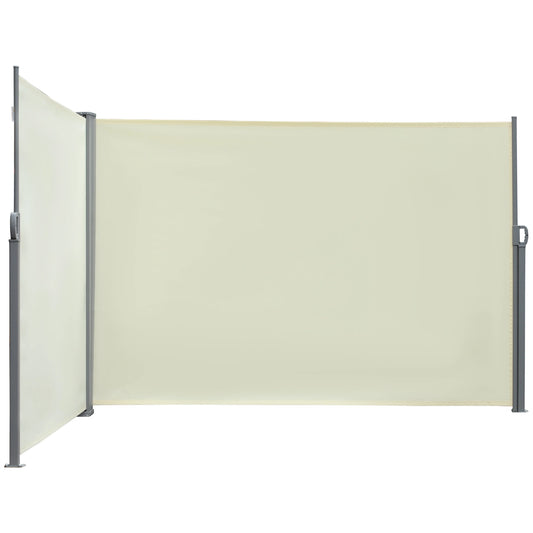 236" x 63" Outdoor Privacy Wall, Retractable Awning, Patio Screen, Cream White Side Awnings Cream at Gallery Canada