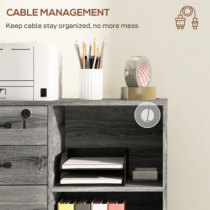 Mobile Printer Stand, Charging Station, USB Ports, Locking Cabinet, A4 Letter Size, Grey Office Cabinets & Cupboards at Gallery Canada