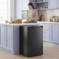 3.2 Cu Ft Mini Fridge, Single Door Compact Refrigerator, Black, Black