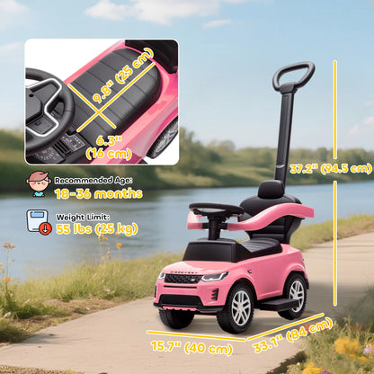 Land Rover Discovery 2-in-1 Ride On Push Car with Storage, Pink