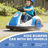 6V Bumper Car, Electric Kids Car, Slow Start, 360 Spin, Blue