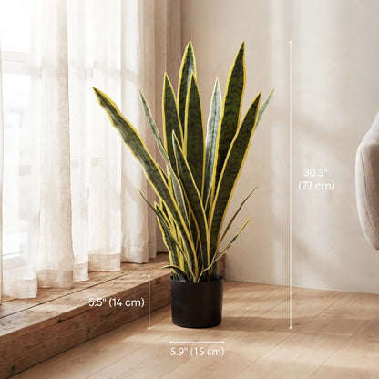 30" Artificial Snake Plant, 21 Leaves In Pot, Green Artificial Trees at Gallery Canada
