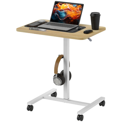Adjustable Standing Desk, Pneumatic Sit Stand, Wheels, Headphone Hook, Natural Office Desks & Work Stations at Gallery Canada