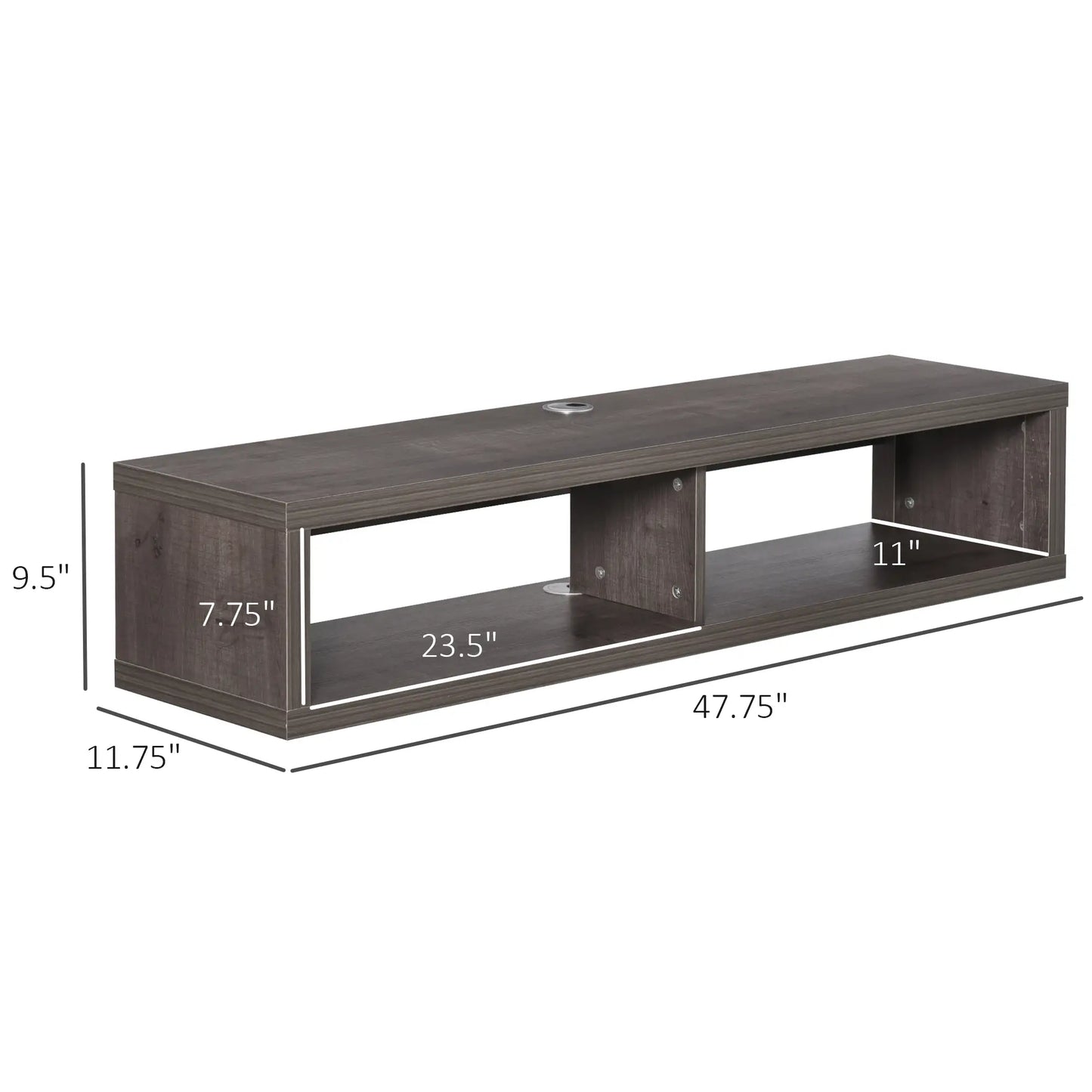 Floating TV Stand for 50" TVs, Wall Mounted, Wood Grain, Dark Grey TV Stands at Gallery Canada