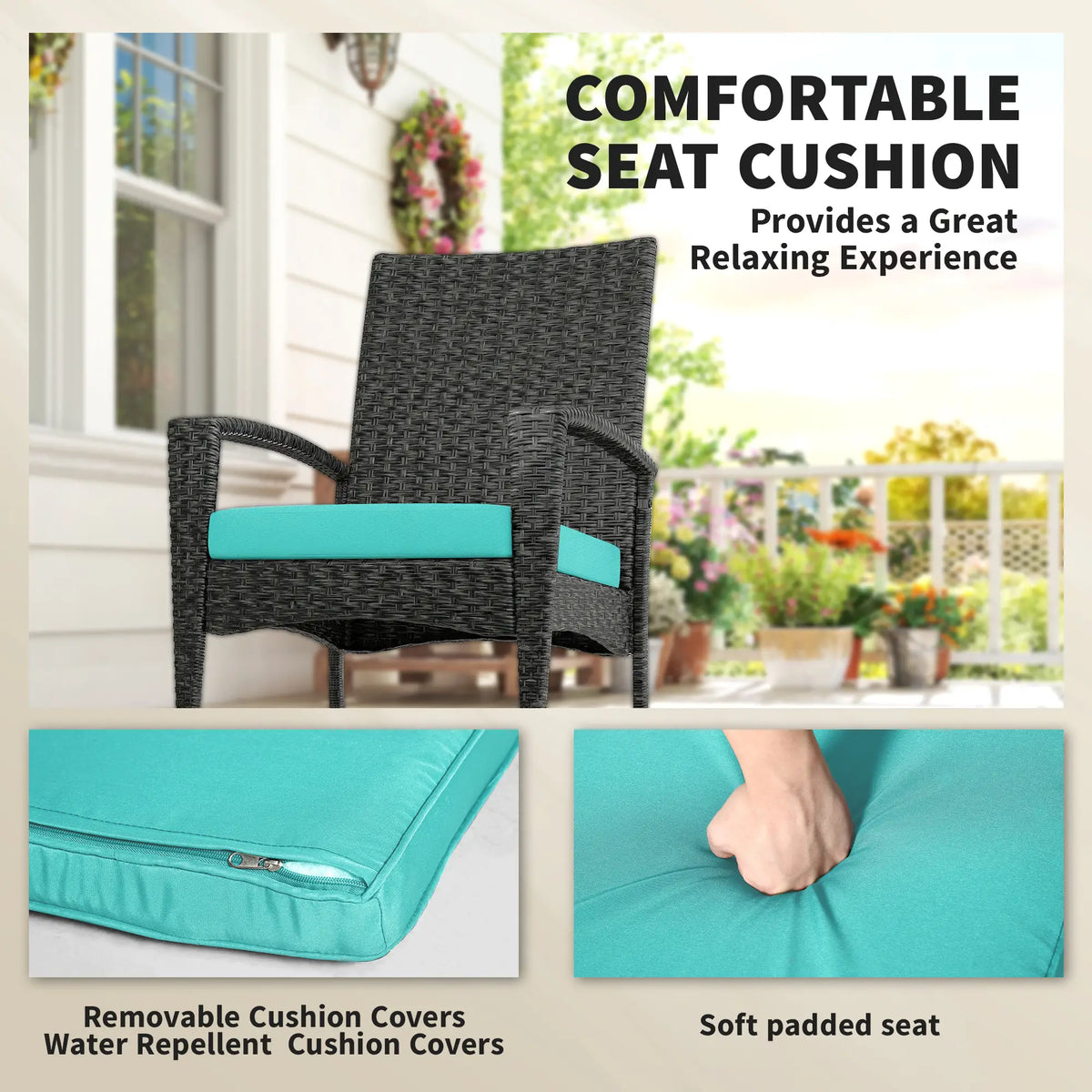 Outdoor Rocking Chair, Removable Cushion, High Back Armrests, Turquoise Outdoor Rocking Chairs at Gallery Canada