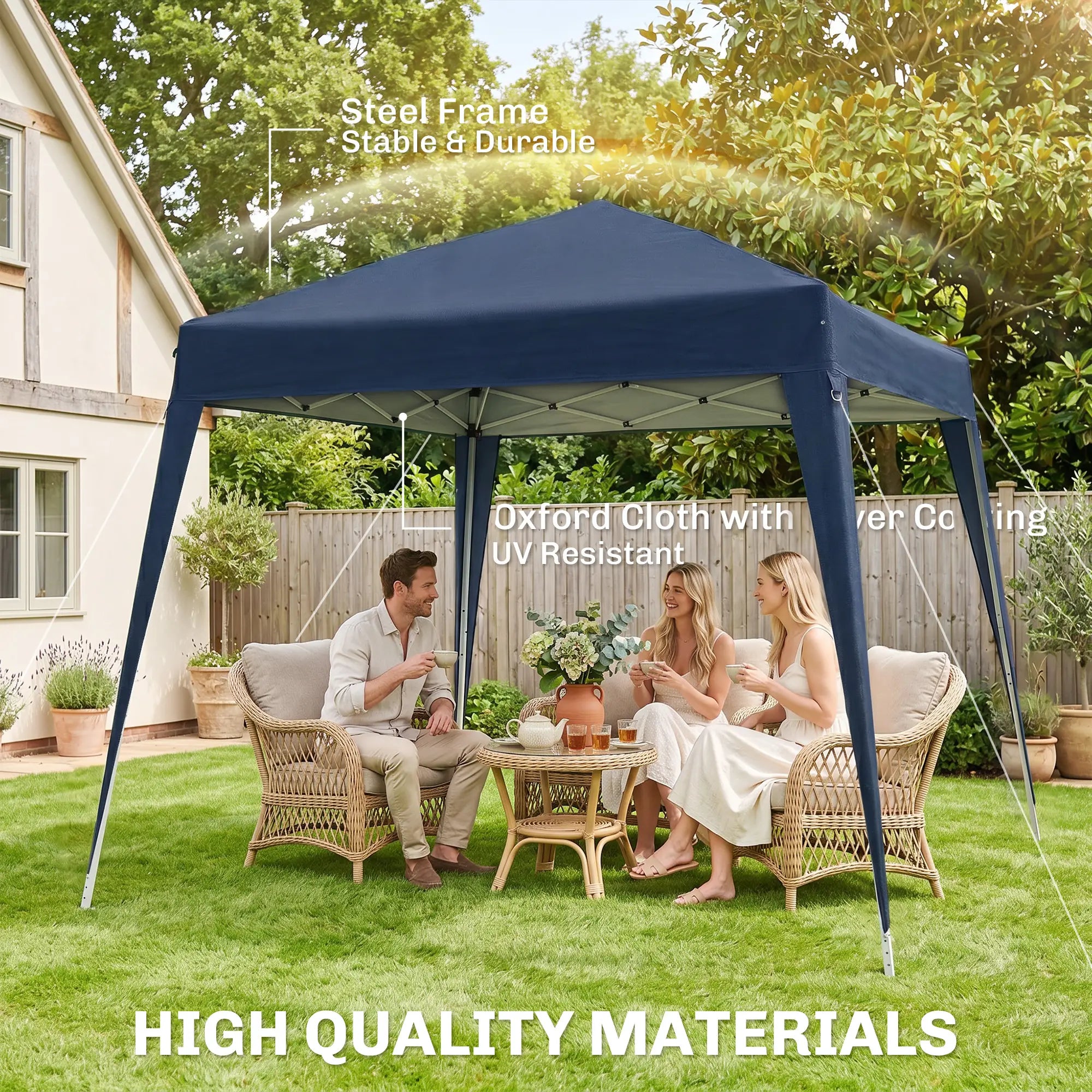 8' x 8' Pop Up Canopy, Portable Folding Tent, Blue Pop Up Canopies at Gallery Canada