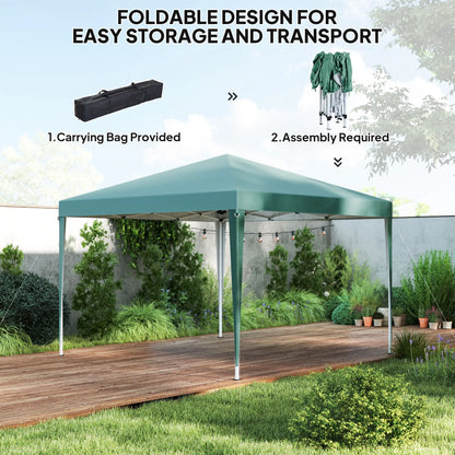 10 x 10ft Folding Pop Up Tent, Outdoor Gazebo Canopy, Dark Green Pop Up Canopies at Gallery Canada