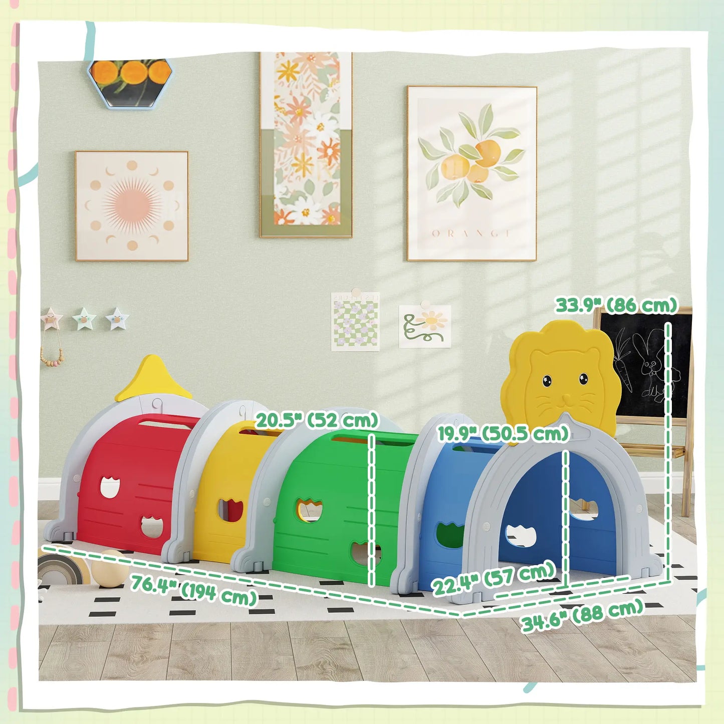 Lion Design Tunnel for Kids, 3-6 Years, Multicoloured Children's Play Tunnels at Gallery Canada