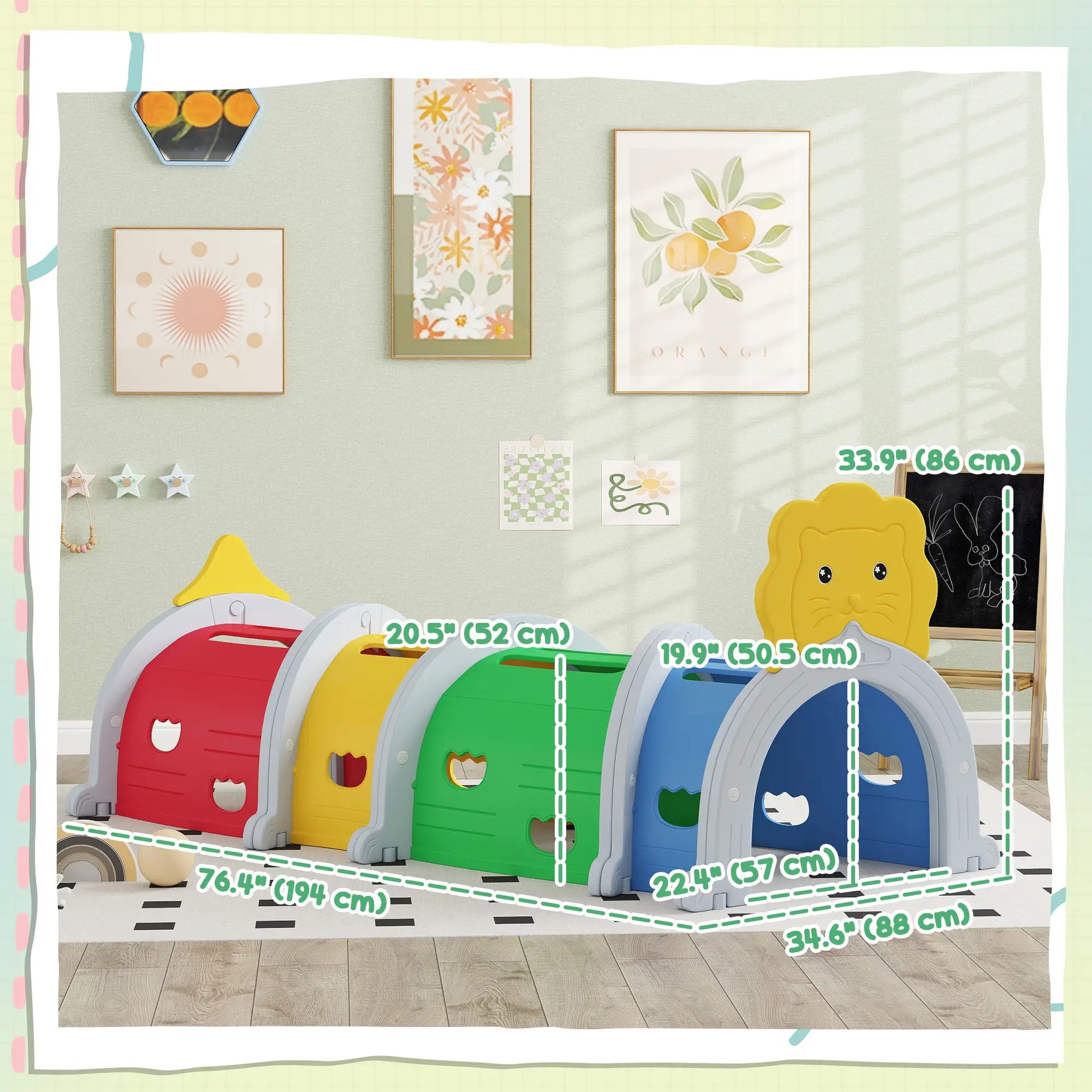 Lion Design Tunnel for Kids, 3-6 Years, Multicoloured Children's Play Tunnels at Gallery Canada