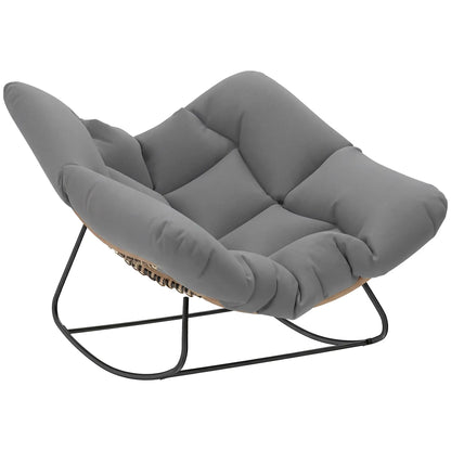 Papasan Rocking Chair, Oversized With Cushion, Grey Outdoor Rocking Chairs at Gallery Canada