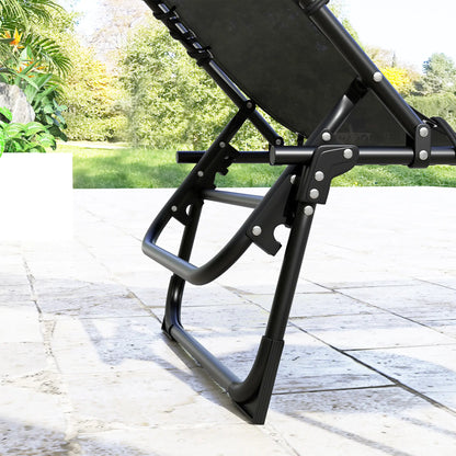Folding Lounge Chair, Adjustable Chaise With Headrest, Black Lounger Chairs at Gallery Canada