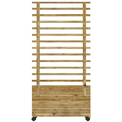 Wooden Planter With Trellis, Raised Garden Bed, 30" x 12" x 61", Nature Wood Wooden Planter Boxes Natural at Gallery Canada