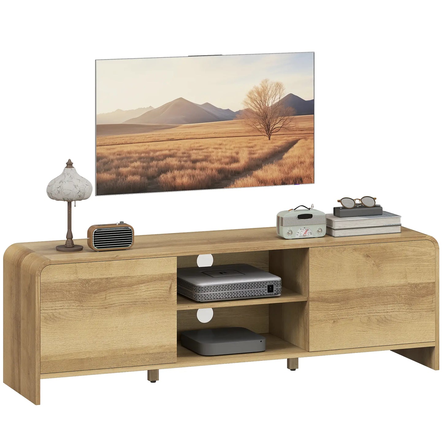 TV Stand For 65 Inch TV, Nordic Entertainment Center, Natural