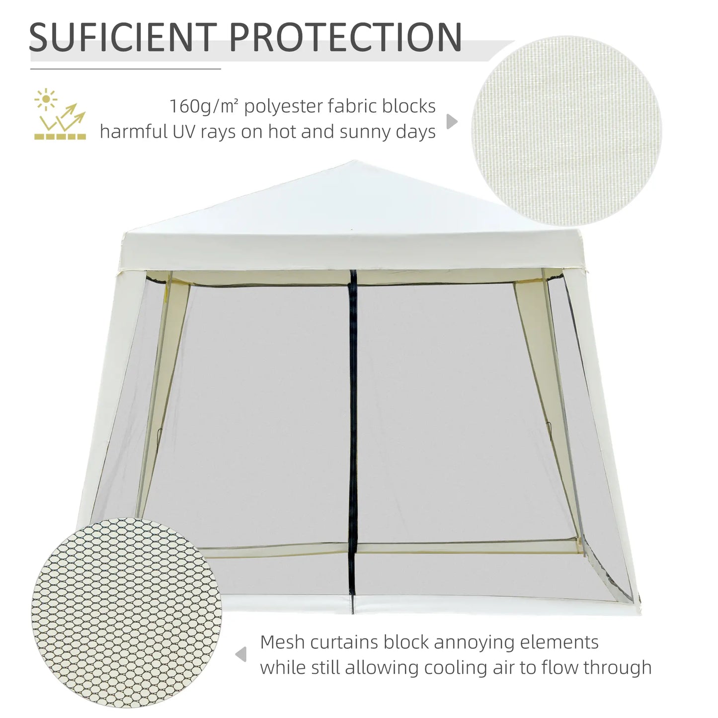 10x10ft Party Tent Canopy with Netting, Outdoor Gazebo, Beige Canopy Tents at Gallery Canada