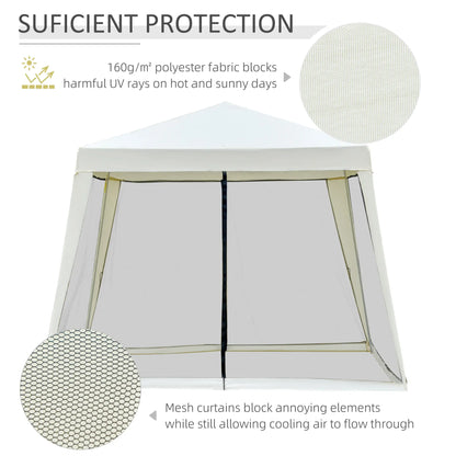 10x10ft Party Tent Canopy with Netting, Outdoor Gazebo, Beige Canopy Tents at Gallery Canada