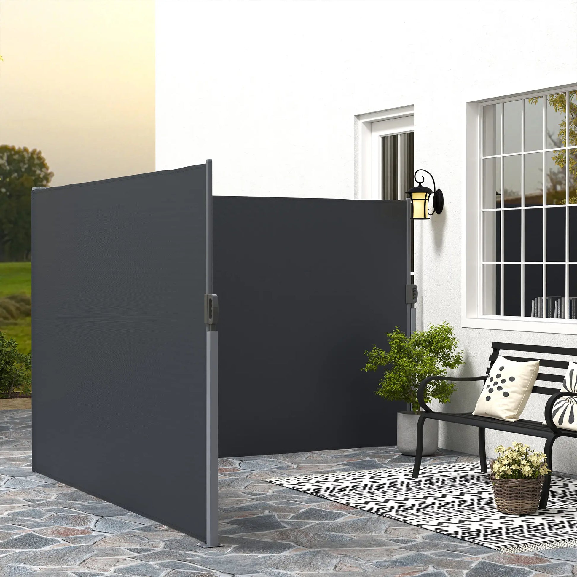 Retractable Double Side Awning, 79"x236", Charcoal Grey Retractable Side Awning at Gallery Canada