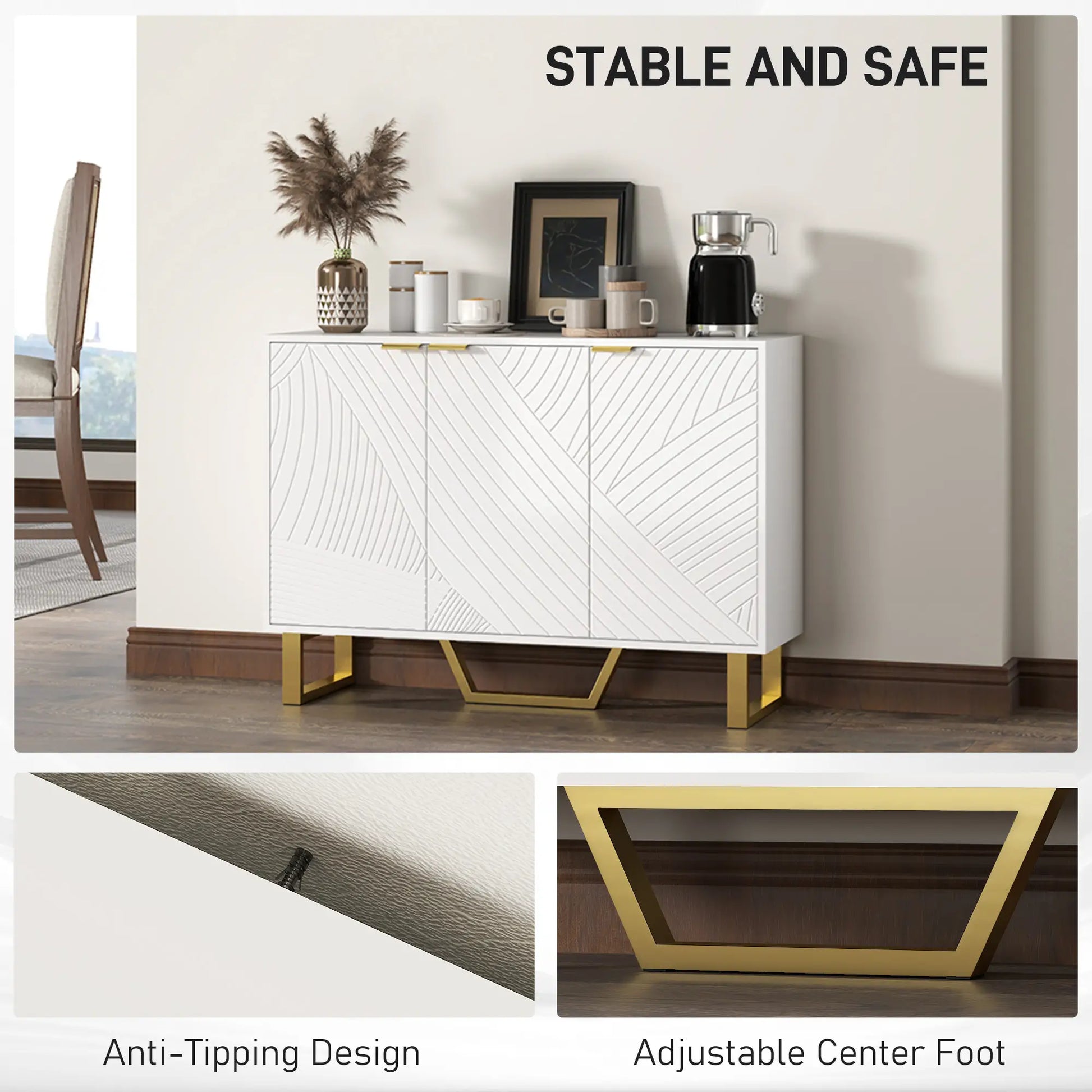 Sideboard Buffet Cabinet, Adjustable Shelves, TV Cabinet for 50 Inch, White Storage Cabinets at Gallery Canada