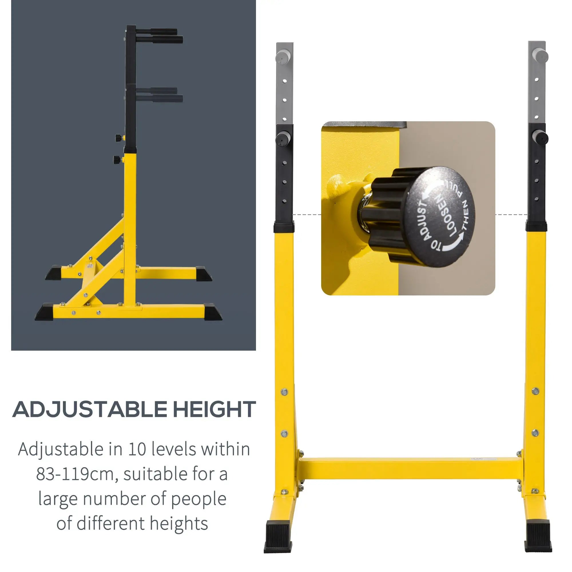 Dip Station, Parallel Bar, 10 Adjustable Height, Home Gym, Yellow Power Towers at Gallery Canada