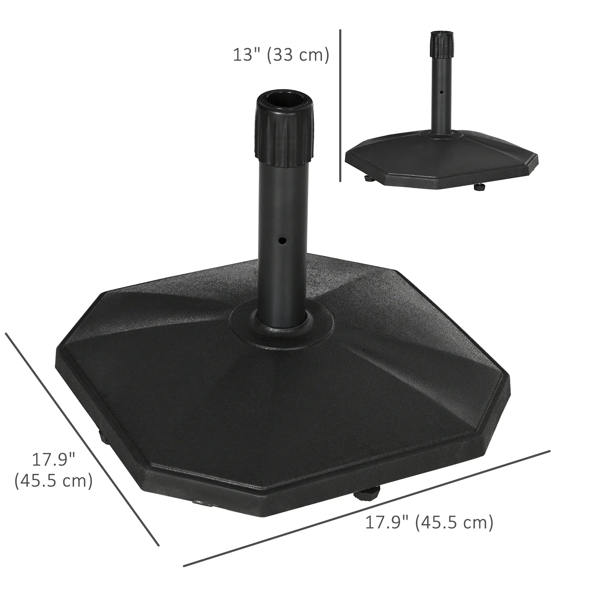 48lbs Concrete Umbrella Base, Outdoor Stand for Lawn, Deck, Garden, Black Umbrella Bases at Gallery Canada