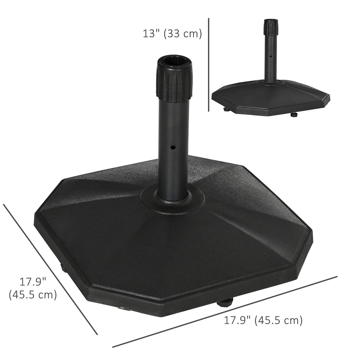 48lbs Concrete Umbrella Base, Outdoor Stand for Lawn, Deck, Garden, Black Umbrella Bases at Gallery Canada
