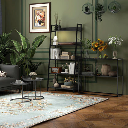 5-Tier Bookshelf, Metal Frame, Wooden Shelves, Living Room Furniture, Black Display Bookshelves at Gallery Canada