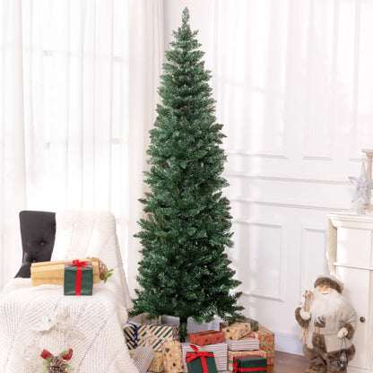 7ft Pencil Artificial Christmas Tree, 687 Branch Tips, Steel Base, Green Pencil Christmas Trees at Gallery Canada