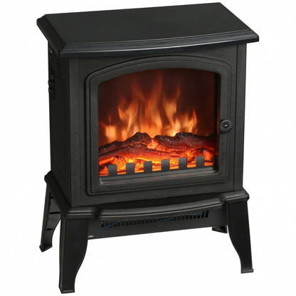 Electric Fireplace Heater, Freestanding, Realistic Flame, Overheat Protection, 750W/1500W, Black Electric Fireplaces at Gallery Canada