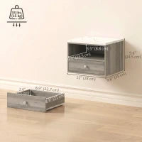 Floating Nightstands Set of 2, Drawer, Marble Top, Natural