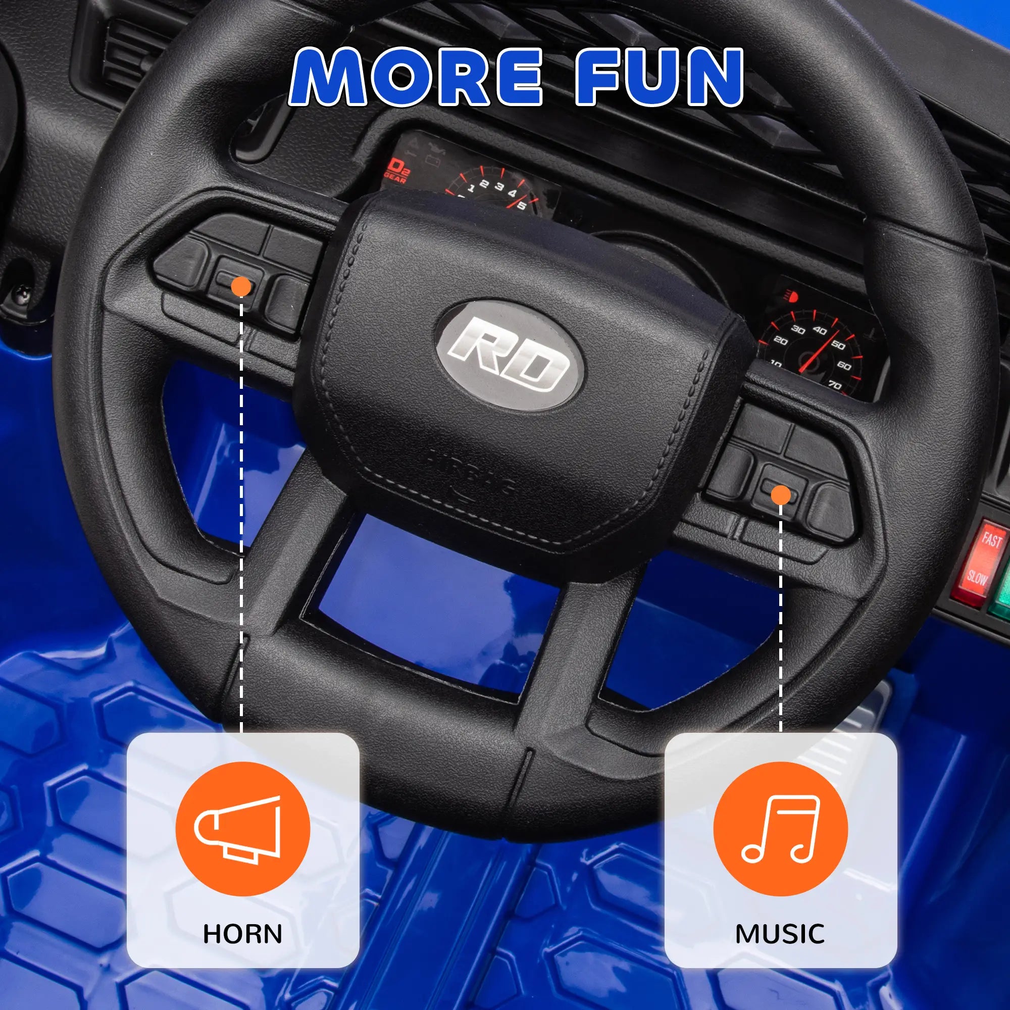 12V Ride On Truck, Electric Car For Kids, Remote Control, Dark Blue Electric Toy Cars at Gallery Canada