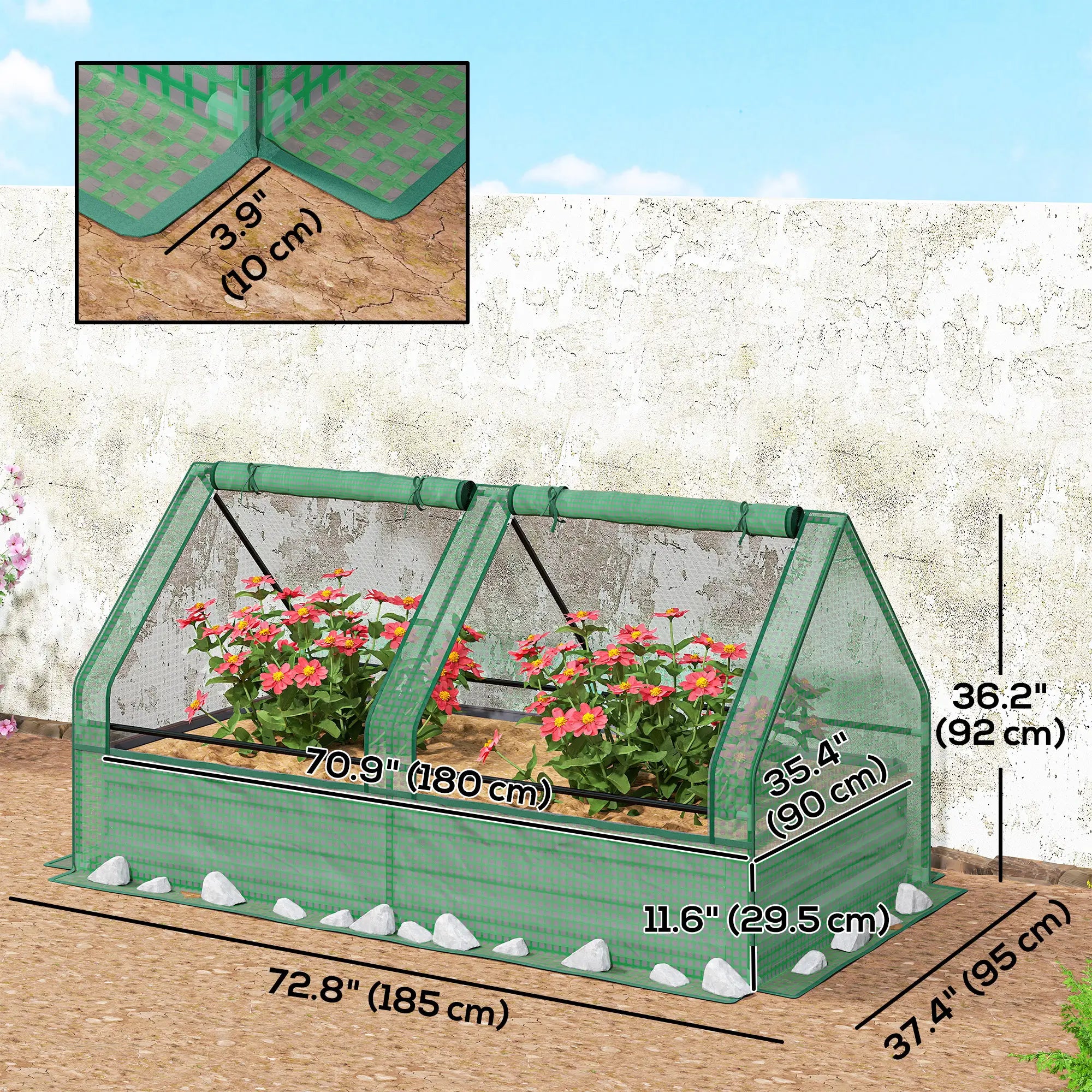 6' x 3' Metal Planter Box With Cover, Raised Garden Bed, Green And Dark Grey Galvanized Planter Boxes at Gallery Canada